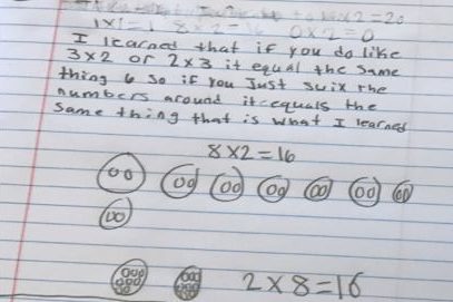 third graders record their generalizations in mathematicians notebook